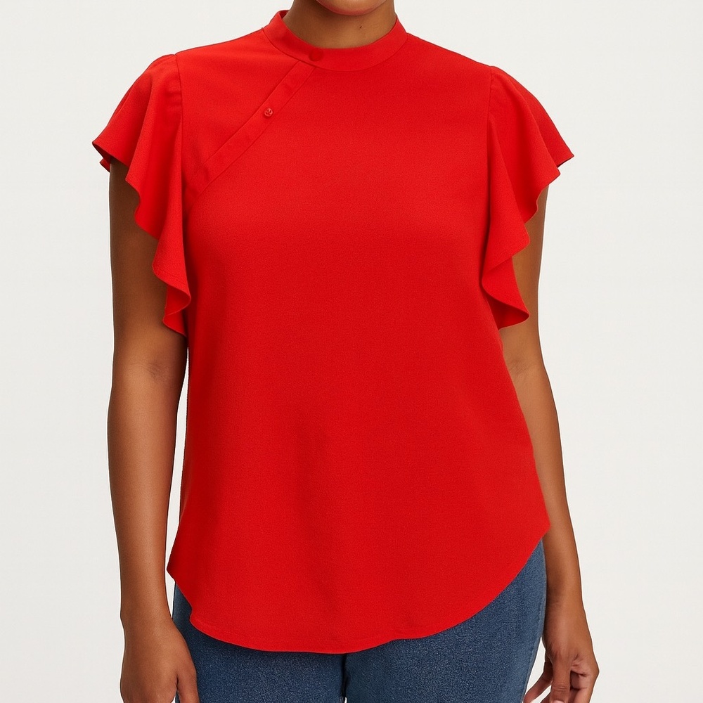 Aritzia | Babaton | Size Small | Red Flutter Sleeve Blouse